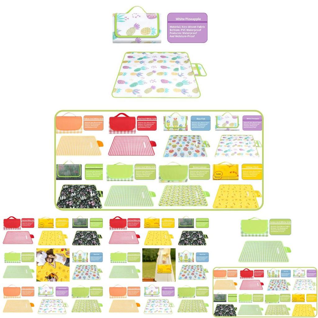 Tragbare Stranddecke Vliesstoff Picknickmatte mit wasserdichter Funktion Grüner Algenprint