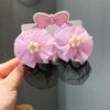 2PCS Spring Clip Girls Elastic Hair Net Mermaid Hair Bun Cover Sweet Ballet Hair Net  Kids