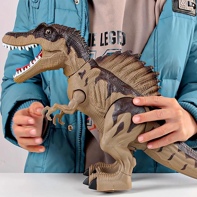 Electric Walking Dinosaur Robot Toy with LED Lights And Sounds Spraying Function Mechanical Model for Kids Birthday Gifts