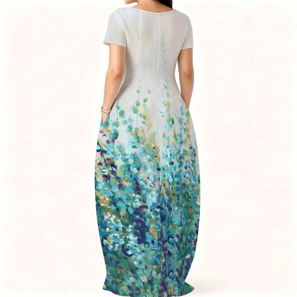 Lightweight Crew Neck Dress For Women Plus Size Short Sleeve Loose Outfit Perfect For Summer Daily Stroll