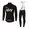 Men Women Cycling Jersey Set Long Sleeve Black Breathable Road Bike Apparel