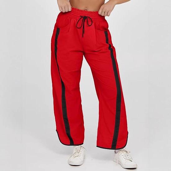 Men's Casual Wide Leg Pants with Side Stripes and Drawstring Waist In Multiple Colors