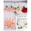 Artificial Flowers Fake Rose Bridal Bouquets 20 Heads Handheld for Arrangements Wedding Table Centerpieces Home Party