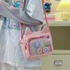 ins style fashionable transparent rabbit ear pain bag fresh and sweet student messenger bag cute versatile mobile phone bag
