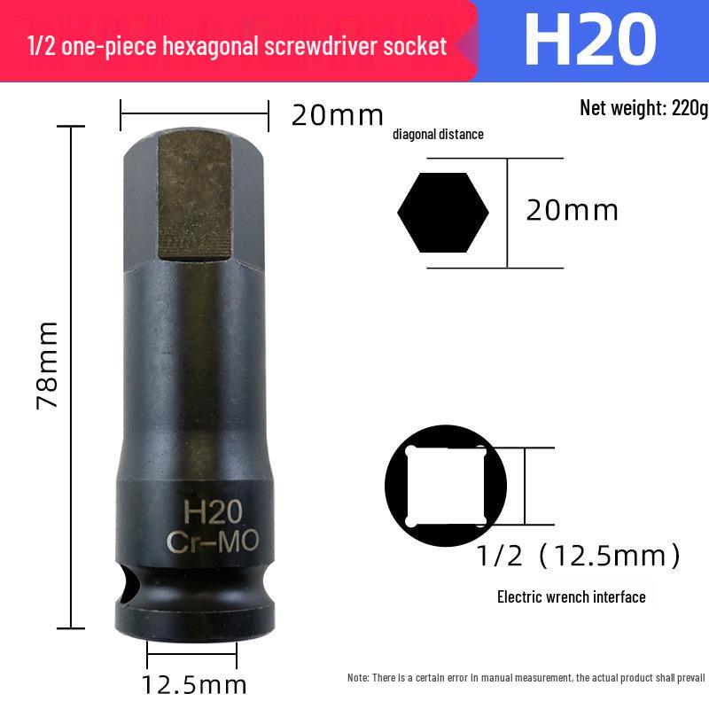 1/2 Inch Hex Air Impact Wrench Set: Large Pneumatic Socket & Electric Screwdriver