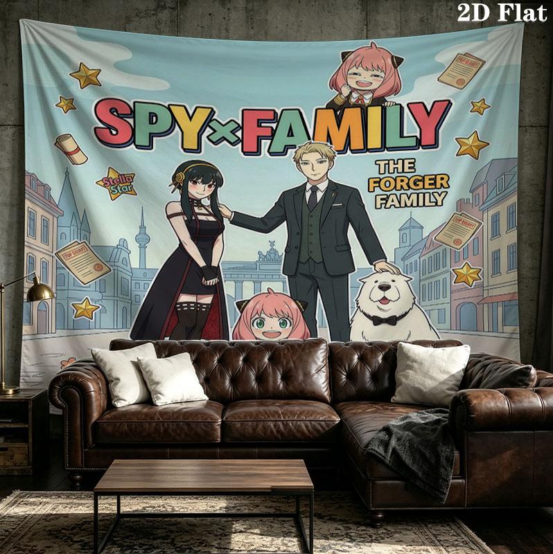 Spy Family Wall Tapestry Aesthetic Wall Hanging Printed Fabric Blanket Decorative Tapestries For Bedroom Living Room Home Decor