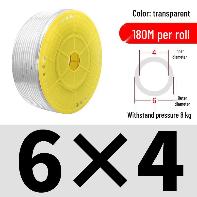 Pressure-Resistant Explosion-Proof PU Air Hose - Flexible, High-Pressure Air Pump Compressor Hose, Transparent Pneumatic, 6MM/12MM.