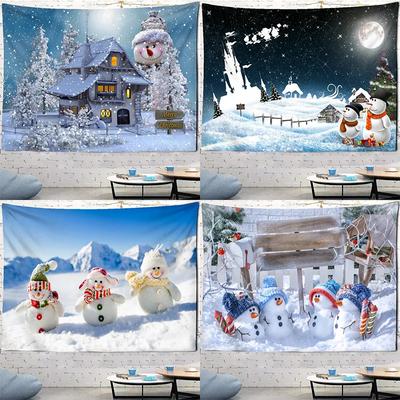 Christmas Snowman Landscape Tapestry Bedroom Living Room Home Wall Decoration