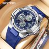 SANDA 3378 Men Electronic Watch Sports Multifunctional Dual Display Waterproof Night Light Alarm Clock Student Electronic Watch