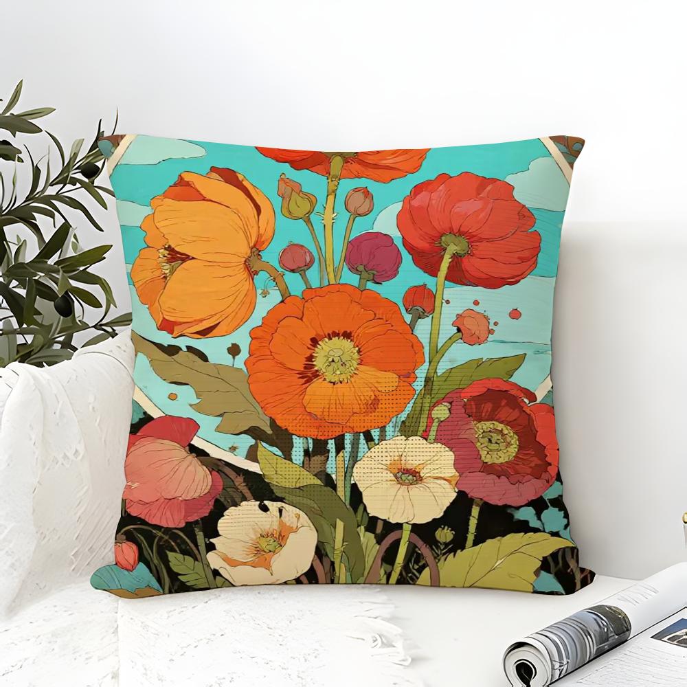 Classic Home Decor Floral Painting Pillow Case Linen Pillow Case Sofa Home Decor Cushion Cover Cushion Cove