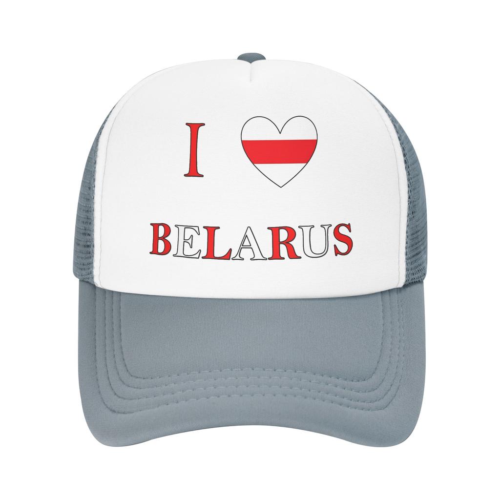 Summer Mesh Sun Hats I Love Belarus  Spring Baseball Cap Trucker Hat  FeUnisex Unisex Custom Logo Tennis Skate Baseball Caps