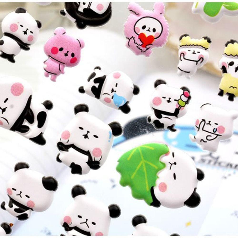 Waterproof Panda Sticker Gift Box 3D Panda Bubble Sticker  Skateboards Luggage Suitcases Decor