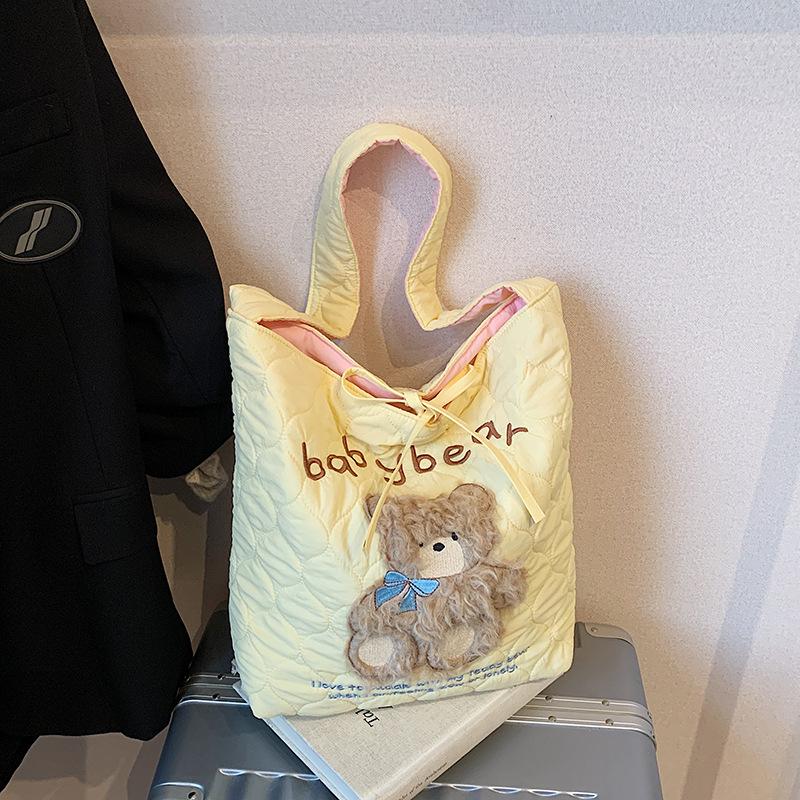 Cotton Clothes Bag Women's Large-capacity New Autumn and Winter Leisure Shoulder Messenger Bag Class Commuter Tote Bag