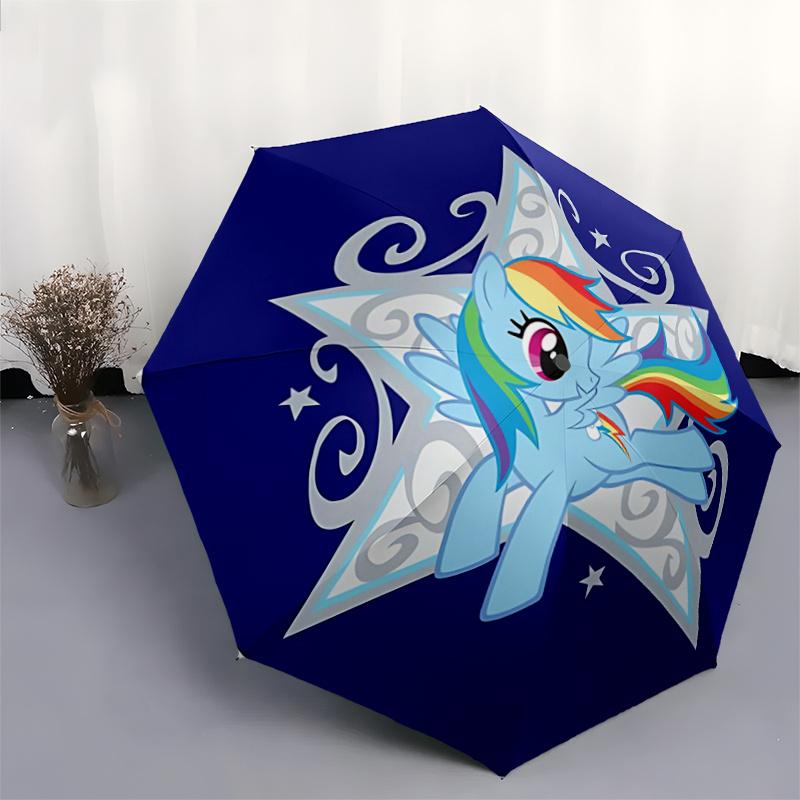 1pc Rainbow Dash Automatic Folding Umbrella, 8-Rib Outdoor Umbrella, Festival Gift for Fans, Travelers, Daily Use, Perfect Present.F067