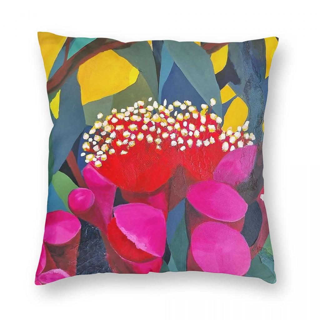 Modern Australian Floral Square Pillowcase Polyester Linen Velvet Pattern Zip Decor Throw Pillow Case Bed Cushion Cover