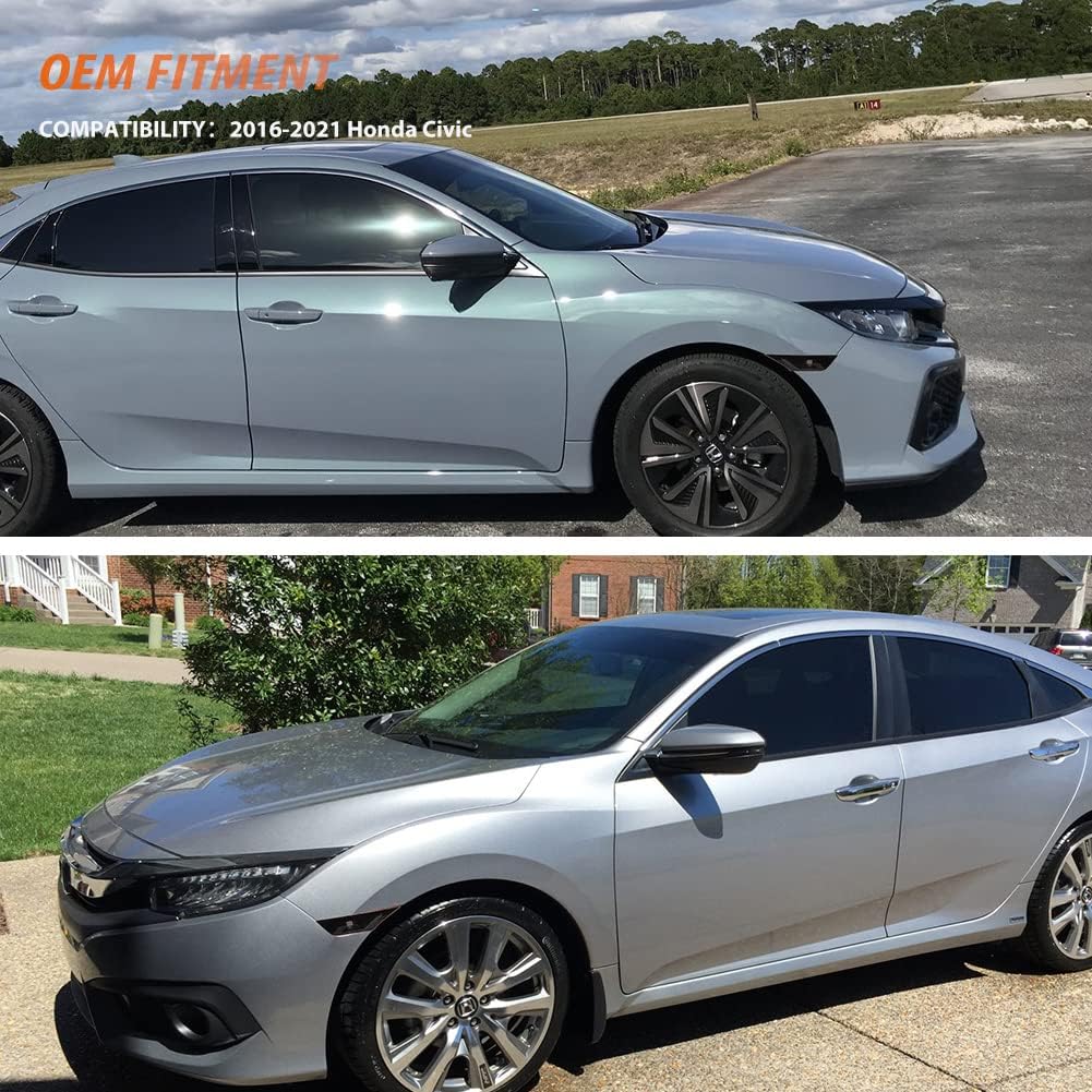 ADIIL Smoke Lens Amber Full LED Bulb Front Bumper Side Markers Turn Signal Light Set Compatible with 2016-2021 Honda Civic 10th Gen Sedan Coupe