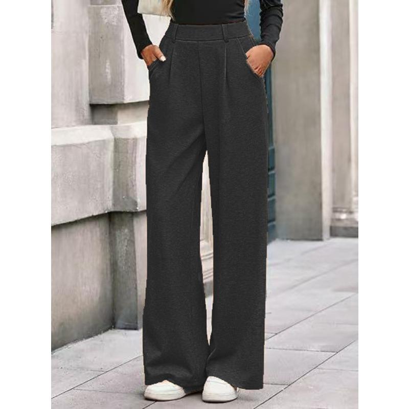 QICED Women's Fashion Casual Solid Color Print Pants & Capris