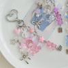 Cute Transparent Bear Bag Keychain Pendant Love Bow Charm Elegant Keyring Sweet Phone Chain Girly Backpack Hanging Ornament Gift
