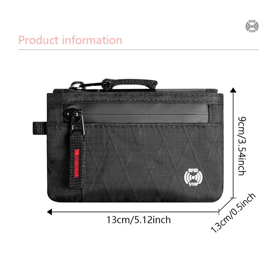Minimalistische Münzbörsen RFID Diebstahlschutz Kartenhalter X-Pac Wasserdichtes Strapazierfähiges Nylon Herren Outdoor Mini Reise Sportgeldbörse mit Schlüsselband