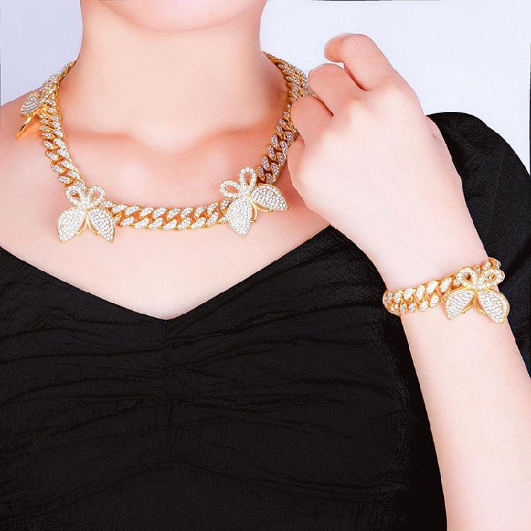 Bling Cuban Link Chain Butterfly Choker Necklace Thick Rapper Chains Hip-Hop