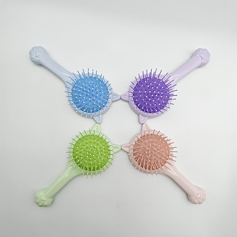 Mini Cat Ear Massage Airbag Hair Brush With Makeup Mirror Cartoon Hairdressing Comb For Girls