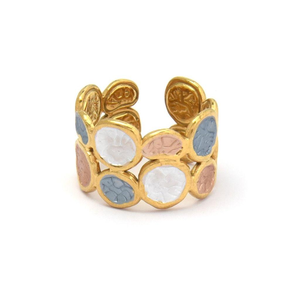 Gold-plated Oil Dripping Ring Colorful Colorful Ring Geometric Pattern Ring Wedding Gifts