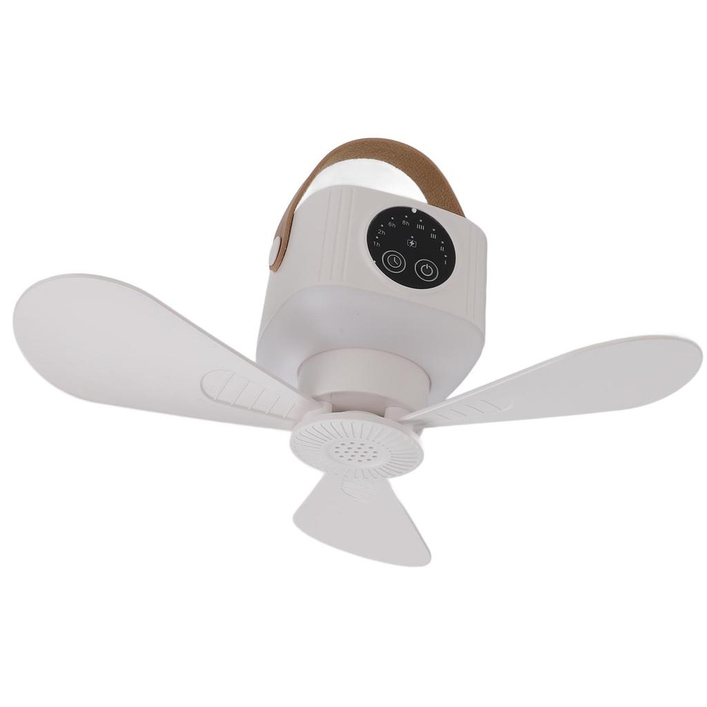 USB Powered Ceiling Fan with Light 4 Speed Timing Function 7200mAh Battery Remote Control Camping Ceiling Fan for Outdoor Tent