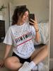 Summer Womens Vintage Beat It Piano Keys Tshirt  Cotton and Breathable Short Sleeve Streetwear Oversized Loose Casual