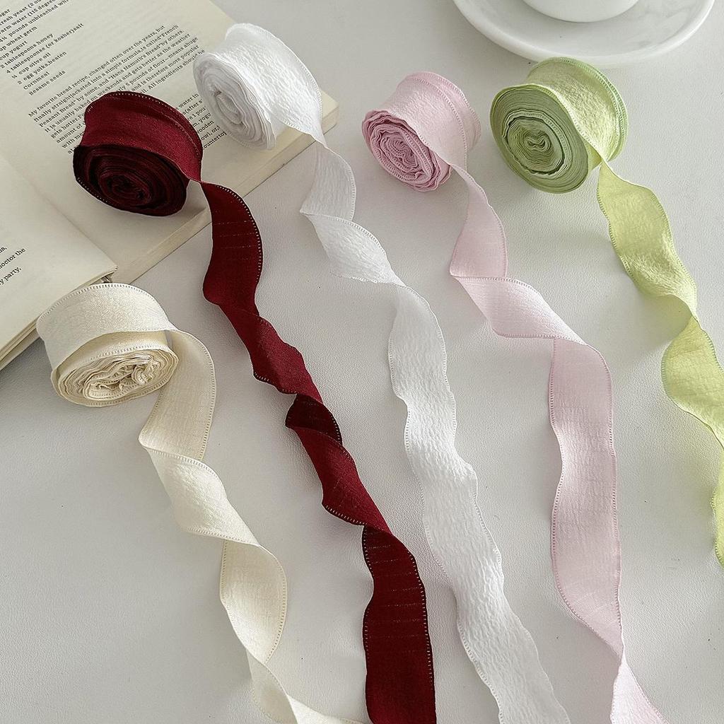 Crinkled Silk Ribbon: Floral Decorative Wrapping Tape
