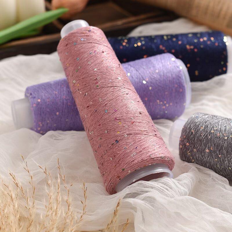 Tencel Cotone Seta Brillante Paillettes Filo di Perline Colorato 100G Filo per Lavorazione a Maglia Seta Lana Maglione Fai da Te Filo Estivo
