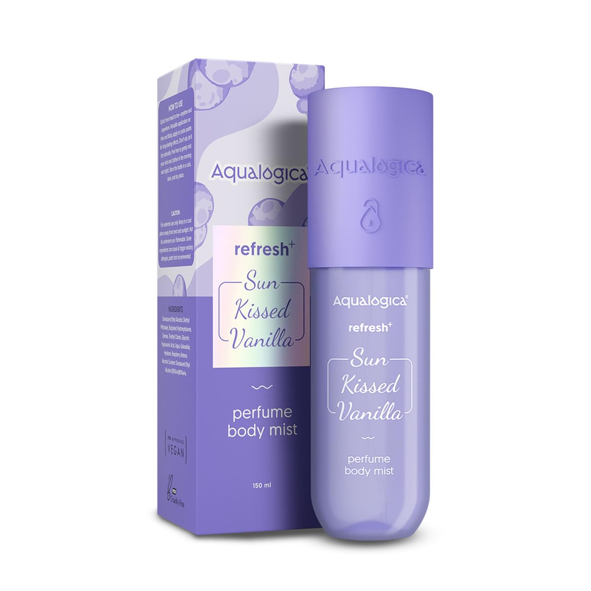 

Aqualogica Refresh+ Sun Kissed Vanilla Perfume Body Mist For Hair And Body Long Lasting Warm Fragrance Unisex 150 ml