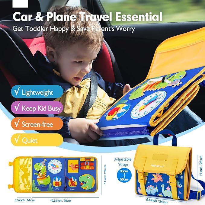 Lavagna Occupata Non Tossica per Bambini Piccoli Giocattoli Montessori Attività Educative Attività di Apprendimento Giocattolo da Viaggio Dinosauro Travestimento Zaino Sensoriale Abilità di Vita