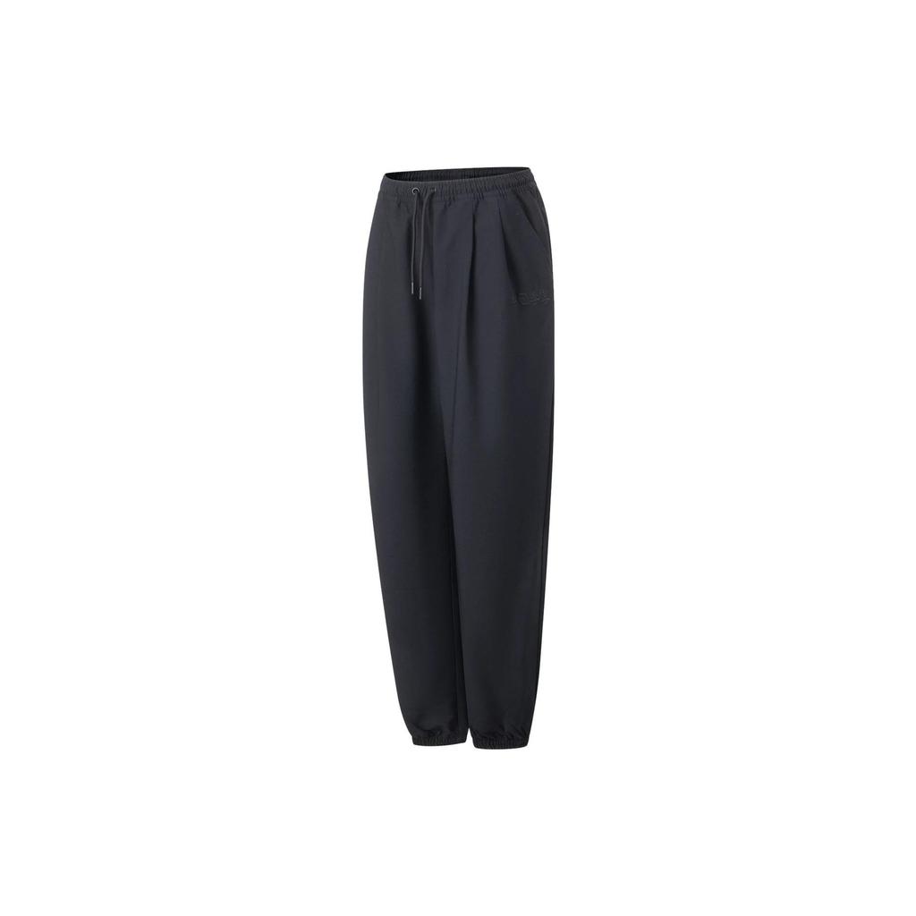 Li Ning Free Growth Pantalon Décontracté Uni Taille Moyenne Cordon de Serrage Poignets Pantalon Femme Noir AKXT056-2