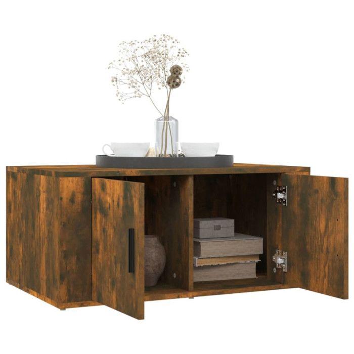 816517 vidaXL Coffee Table Smoked Oak 80x50x36 Cm Engineered Wood