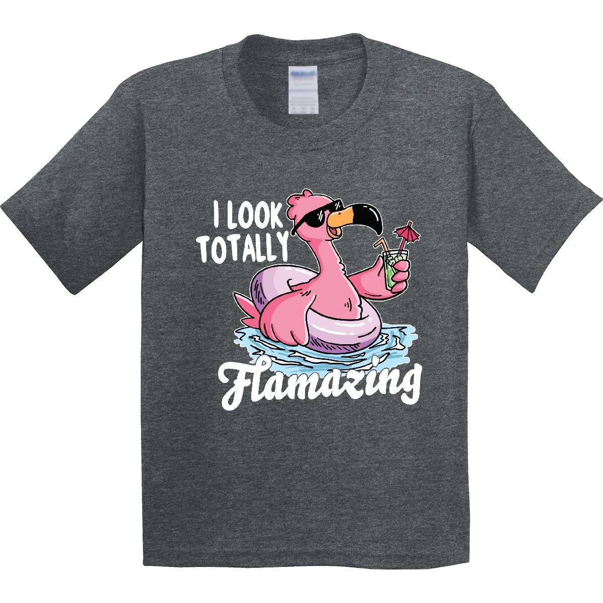 Inktastic I Look Totally Flamazing With Flamingo In Sunglasses Youth T-Shirt Tee 160