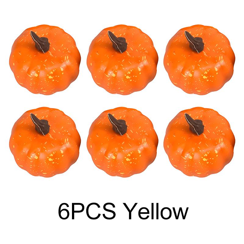 

6PCS/Lot Yellow Simulated Pumpkin Harvest Thanksgiving Halloween Atmosphere Decoration DIY Material for Home Party Handcraft ZYF