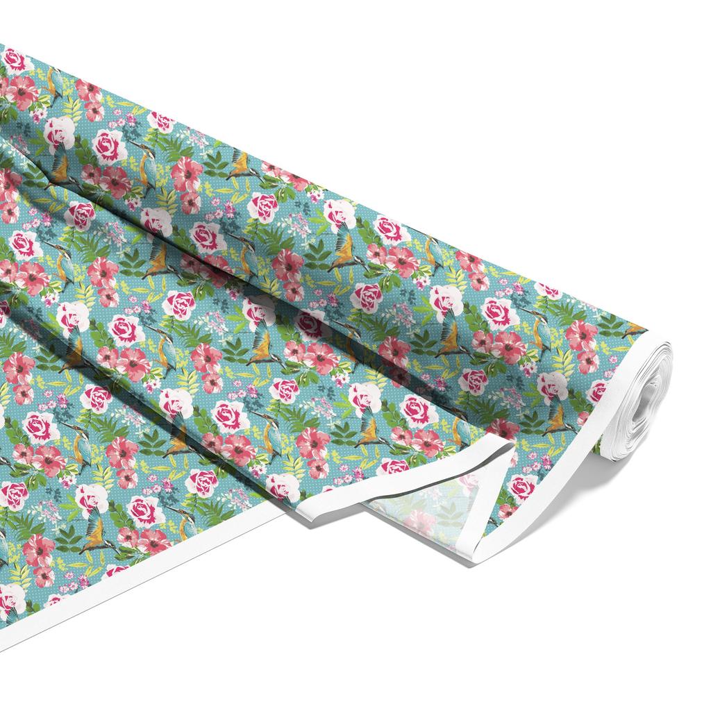 Outdoor Dekostoffe Oxford - Motiv Blumen Und Eisvogel I Dx056