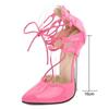 Women Metal High Thin Heel Sandals Pointed Toe Cross-tied Single Shoes for Nightclub Party Pub Pole Dance Catwalk Influencer