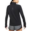 Nike Camiseta Deportiva de Manga Larga Raglán con Estampado de Logo, Secado Rápido, para Correr, Informal, de Forro Polar Cálido, Media Cremallera, Cuello Alto, para Mujer, Negro DD6800-010
