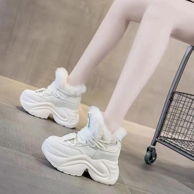 New Women s Boots Height Increase by 8cm Thick Bottom with Velvet Warm Snow Boots Fashion Trend Versatile Casual Sports Boots 35 3268₽