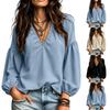 Women's Casual V-Neck Blouse with Sleeves Cotton Linen for Everyday Wear