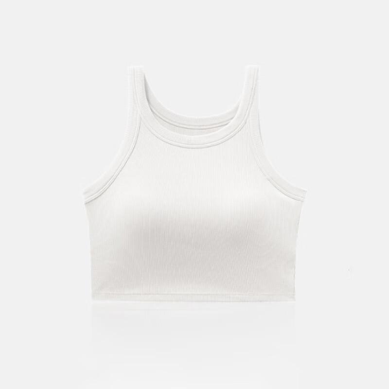 QiSiNiao Modal Ribbed Cropped Camisole with Built-in Bra B25C69