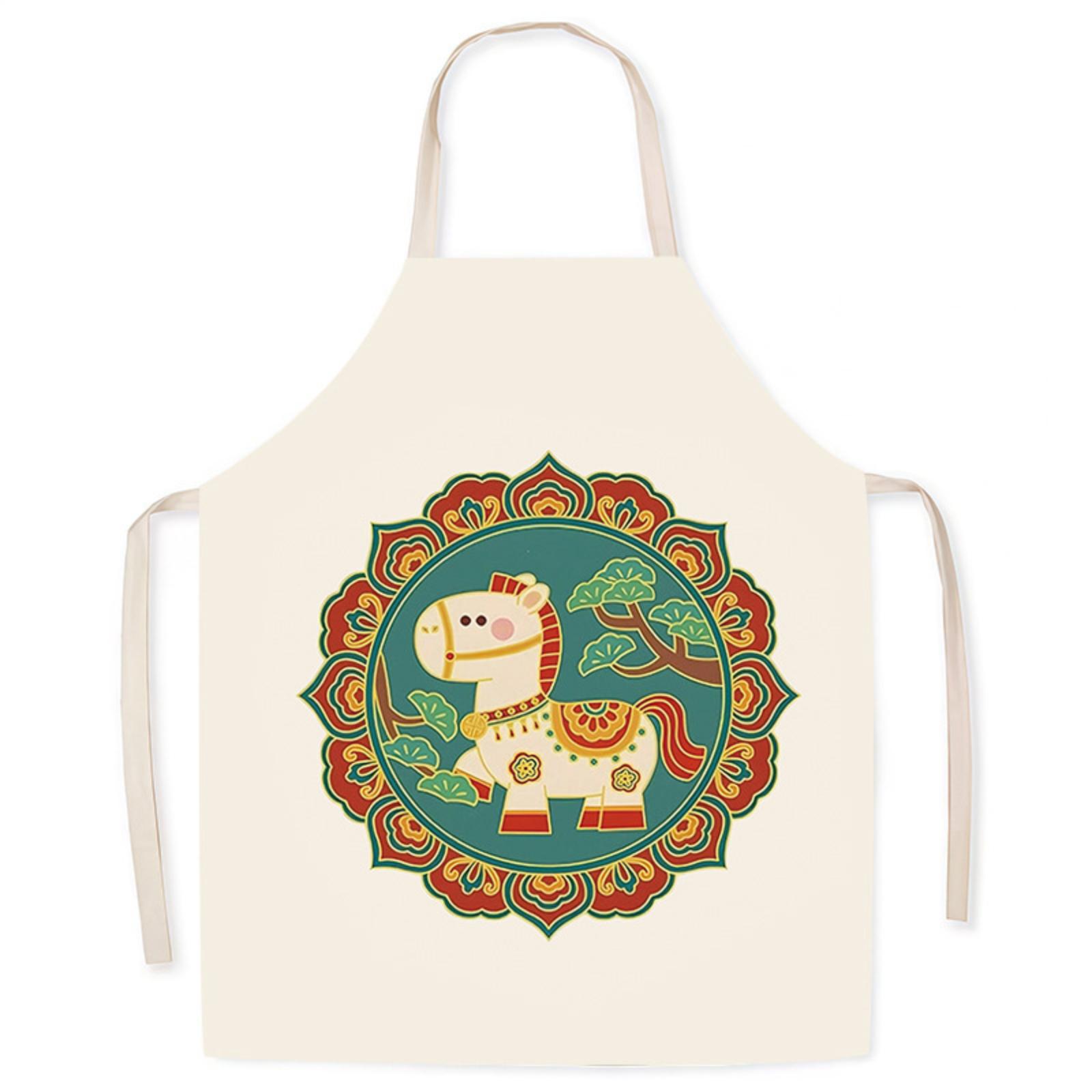 

Фартук из ткани Год Лошади Защита кухни от пятен One Size