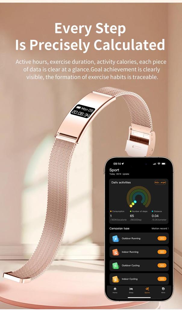 B8 Unisex Smart Bracelet: Luxurious, Waterproof, Monitors Heart Rate & Sleep.