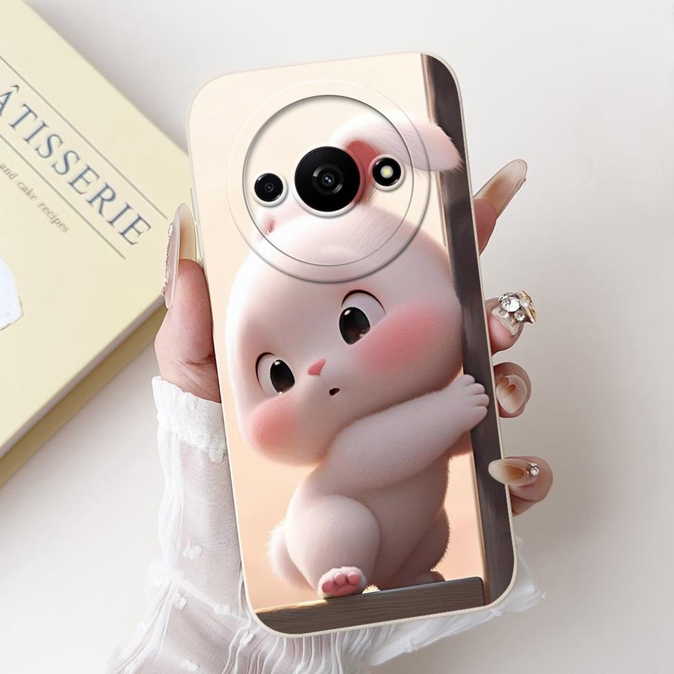 For Redmi A3 4G Phone Case For Xiaomi Poco C61 Cover Silicone Luxury Fashion Flowers Kawaii Cute Cat Painted Shockproof Bumper