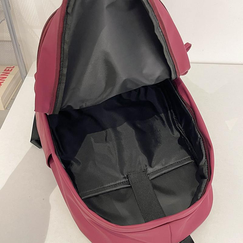 Soft Leather Schoolbag Solid Color Student Backpack Women's Large Capacity Backpack Men Computer Travel Backpack