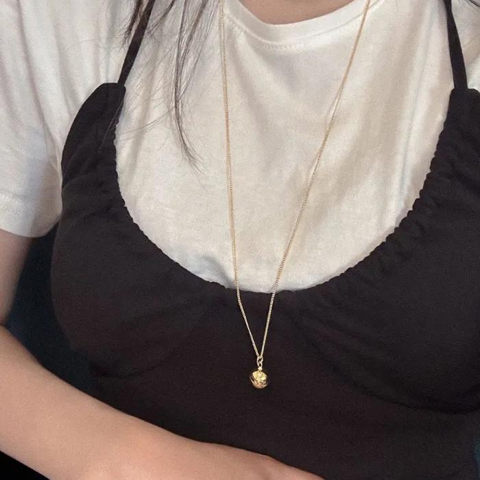 silver925 silver ball long necklace (2color)