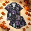 Women's Halloween Print Pajama Set Cozy 2-Piece Sleepwear for and Sleep