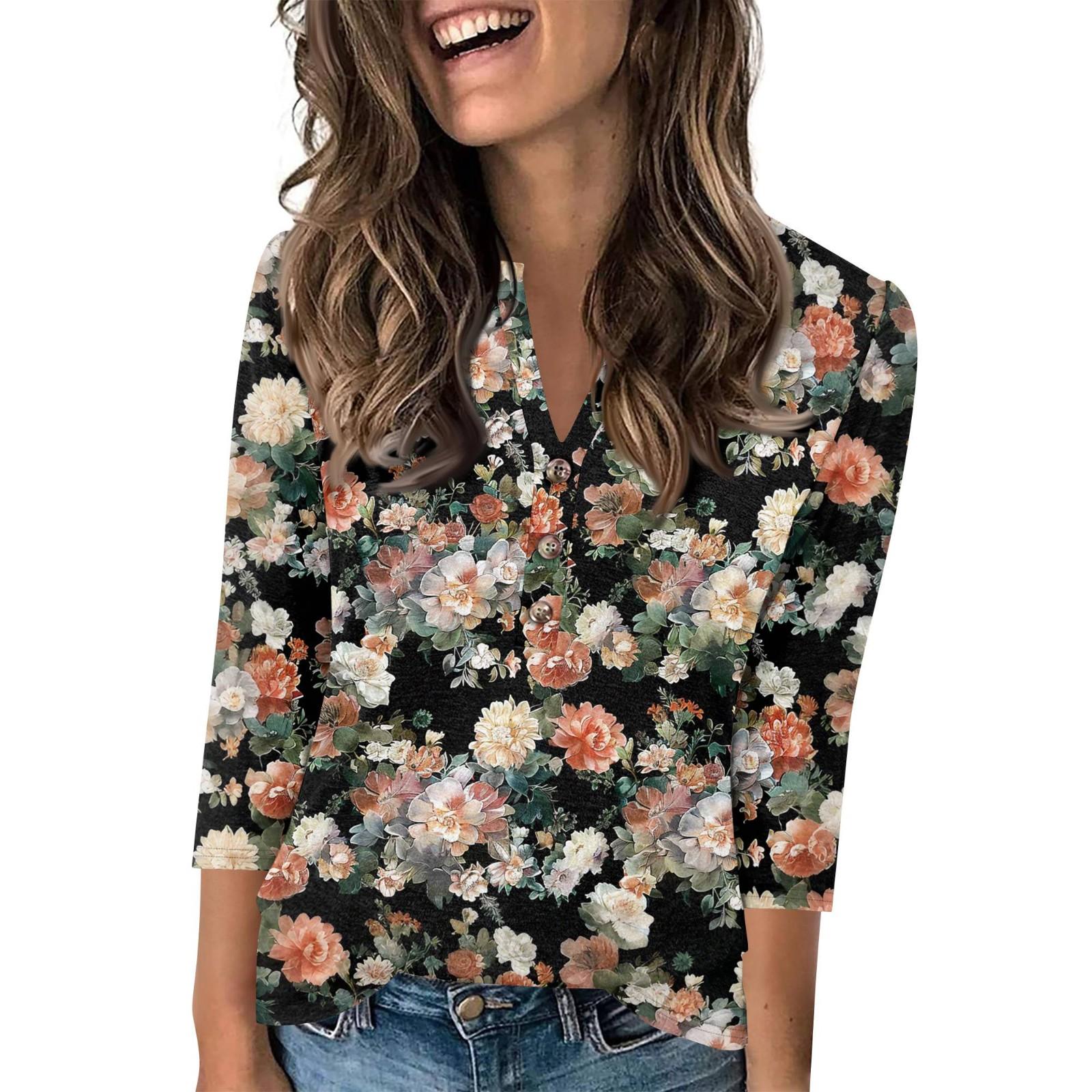 

Женский модный повседневный пуловер с рукавом 3/4, принтом на пуговицах и V-образным вырезом S тёмно-синий