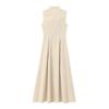 Spring Women's European and American Style French Design Round Neck Sleeveless Waist Cinched Commuting Temperament Midi Dress